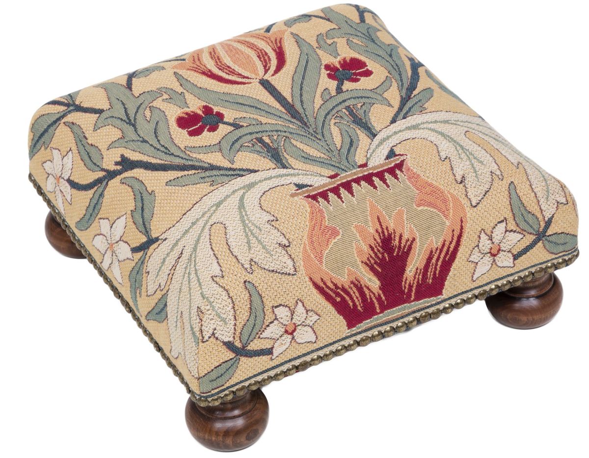 William Morris Flowerpot Tapestry Footstool